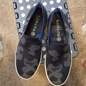 Rothy's womens Black & Gray Camo Slip-On Loafers